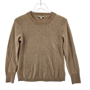 J Crew 100% Cashmere Sweater Womens XS Beige Neutrals Crew Neck Preppy Luxury